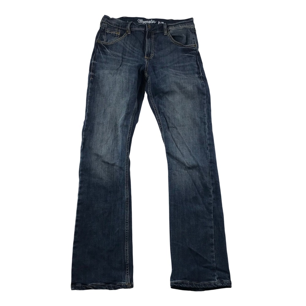Wrangler Retro Slim Boot Men Blue Jeans 31x34 Medium Wash 10WLT7LY Stretch Denim